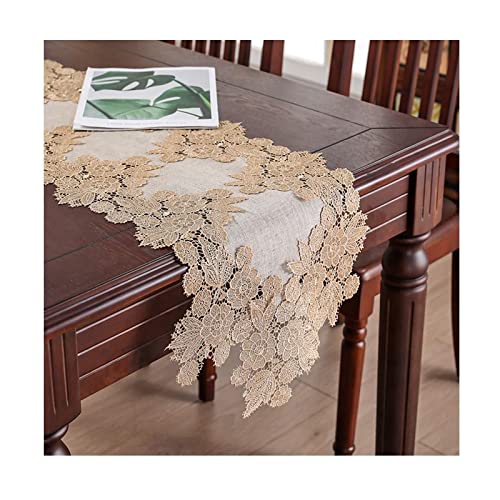 Tischläufer Geburtstag, Tischläufer Hochzeit Spitze Kaffee 35x90CM Polyester Table Runner Tischdeko Wohnzimmer Küche von Stfery