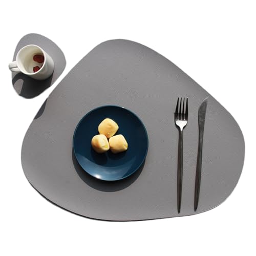 STGBCST Lederoptik Tischset 4er-Set, Küchenplatzsets– rutschfeste Platzdeckchen aus Kunstleder (45x36,5cm), Wasserfest & Stilvoll für Tischdekoration (grau) von Stgbcst