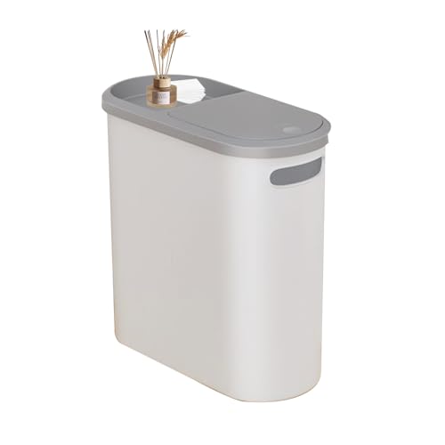 Stgbcst Mülleimer mit Druckdeckel 14 cm aus Kunststoff Ideal für Zwischenräume Hygienische Öffnung Soft Close Ovaler Mülleimer mit Fliegendeckel von Stgbcst