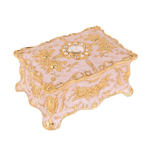 Stgbcst Quadratische Schmuckschatulle Deckel Schmuckdose Goldene Schmuckkästchen Antik Schmuckkästchen Retro Schmuckkästen Deko für Wohnzimmer Schlafzimmer Badezimmer (Weiß) von Stgbcst