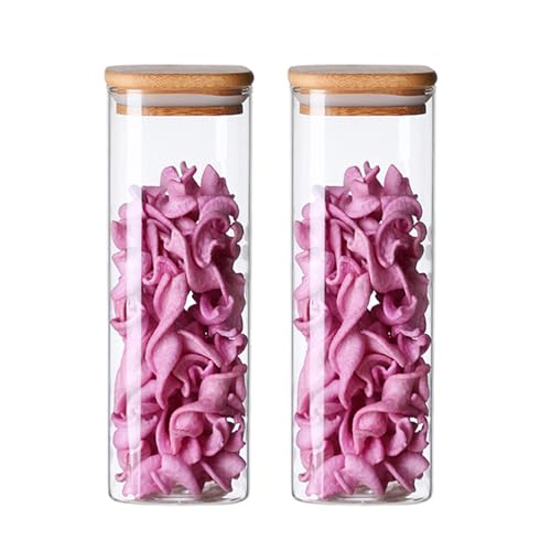 Stgbcst Vorratsdosen Glas Vorratsgläser mit Bambusdeckel Luftdicht Vorratsgläser Aufbewahrungsdosen für Nudeln und Müsli für Spaghetti, Pasta, Nudeln, Mehl, Kaffeebohnen (20x6cm) von Stgbcst