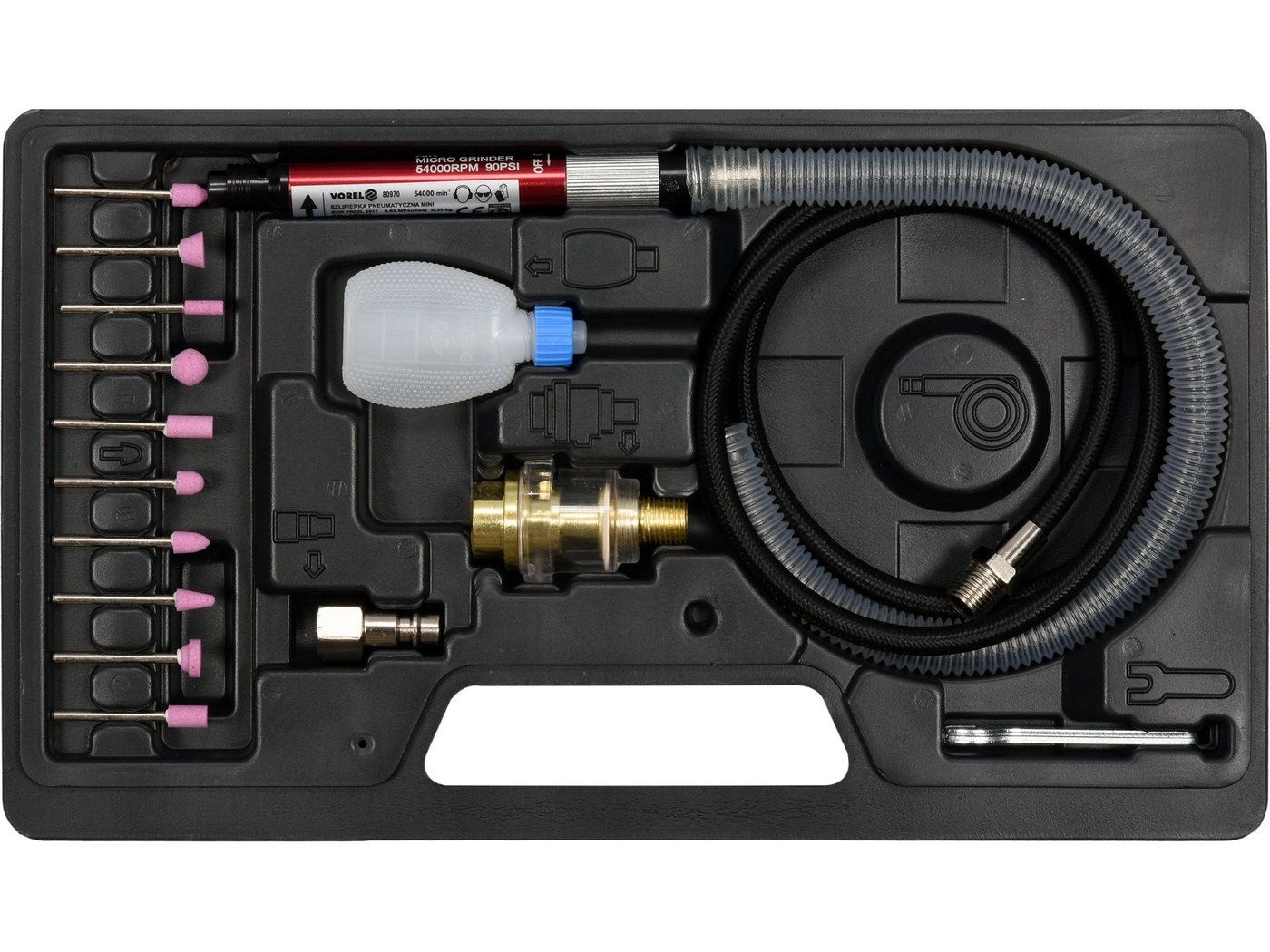 Sthor Druckluftwerkzeug Druckluft Mini-Schleifer-Set  16-Teilig,  0-54000 min⁻¹ von Sthor