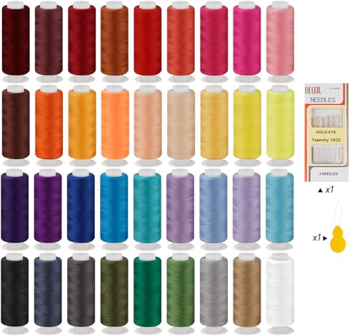 Stiverse 47 St. 36 Farben Nähgarn, 400 Yard Garn, Polyestergarn, Allzweck-Nähmaschinengarn, Garn für Nähmaschine/Handnähen/Handquilten von StiVerse