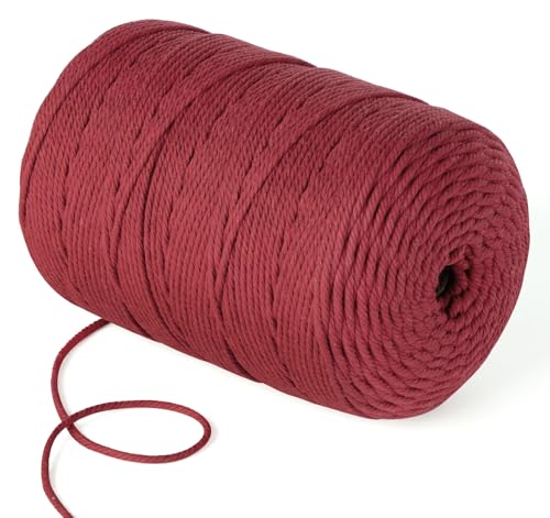 Stiverse Natur Makramee Garn 3mm,300m Makramee-Garn for Taschen, DIY Handwerk, Weben Dekoration, Hängepflanze Pflanze Aufhänger Wandbehänge(Rot) von StiVerse