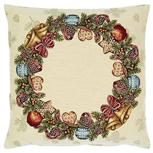 StiVoTex Schmuckgirlande Kissenhülle Weihnachten 45x45 cm Sofakissen Dekokissen Kissenbezug 62% Polyester, 35% Baumwolle, 3% Polyacryl von StiVoTex