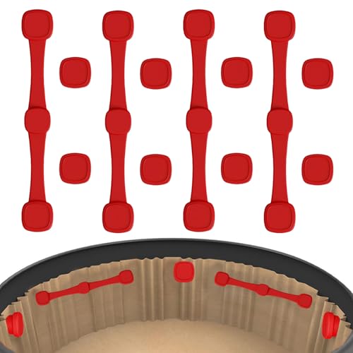 4 Stück Luftfritöse Magnete 10x1,5 Cm Air Fryer Magnet Silikon Schnalle Set Heißluftfritteuse Zubehör Silikon Clips Rot Backzubehör Halter Verhindert Brennen Beim Kochen von Stibtmr