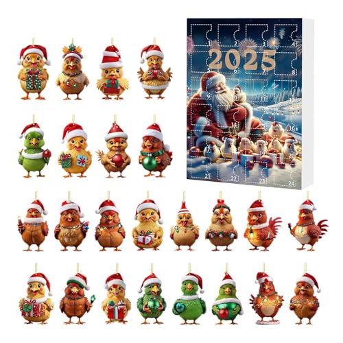 Adventskalender Christbaumschmuck | Festlicher Adventskalender Mit 24 Tieren,Tieranhänger Acryl Huhn Figuren Deko für Christbaum Fenster Wand Tür Party Auto Spiegel Adventskalender Christbaumschmuck | Festlicher Adventskalender Mit 24 Tieren,Tieranhänger Acryl Huhn Figuren Deko für Christbaum Fenster Wand Tür Party Auto Spiegel von Stibtmr