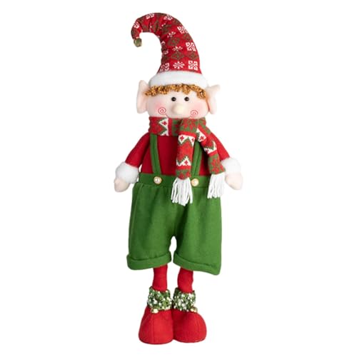 Ausziehbare Weihnachtspuppe aus Stoff, ausziehbare Weihnachtsfigur, Ornament,Ausziehbare Weihnachtsdekorationen aus Stoff | Rot-grüner stehender süßer, für Zuhause, Wohnzimmer, Fenster von Stibtmr