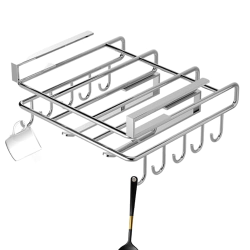 Stibtmr 26.8x25.8cm Schneidebrett Organizer Hängend Schneidebrett Aufbewahrung Hängend Schneidebretthalterung Mit Haken Edelstahl Schneidebrettständer Unter Dem Schrank Ohne Bohren von Stibtmr