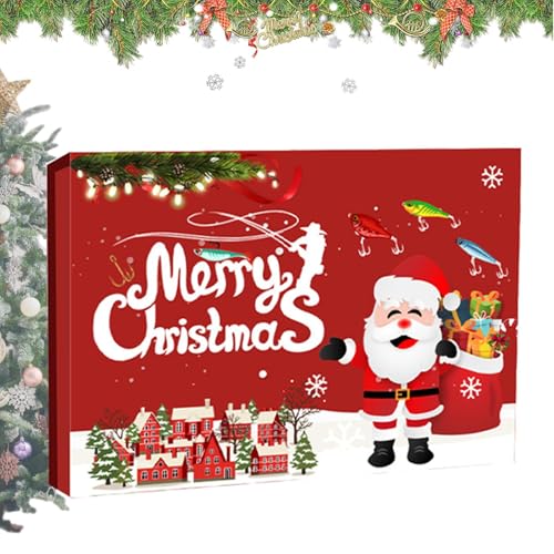 Weihnachtsangeln Adventskalender | Angeln Adventskalender Weihnachten 24 Tage | Angelköder Ausrüstung Süßwasser Salzwasser | Für Teenager Ehemann Erwachsene Männer Vater Opa Angler Enthusiasten von Stibtmr