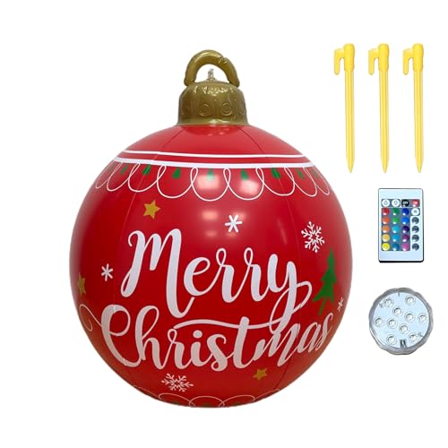 Weihnachtskugel Aufblasbar 61 cm | Kugel Weihnachtsdekoration Für Draußen Mit Licht | Riesen Deko Für Außen In 16 Farben Holiday Außenbereich von Stibtmr