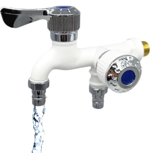 Wischwasserhahn - Wasserumstellung -Control-Hahn,Galvanikprozess Wäschewannenhahn Gute Dichtleistung, auslaufsicherer Doppelgriffhahn mit Doppelventilkern von Stibtmr