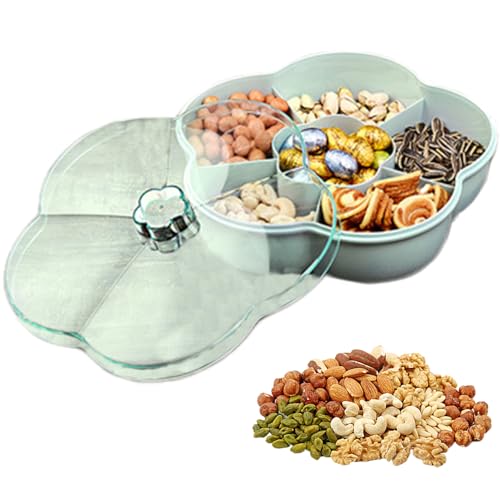 Blütenform geteilte Snack -Aufbewahrungsbox -Servierschale mit Deckel für bonbongetrocknete Obstfutter Blütenform geteilte Snack -Aufbewahrungsbox -Servierschale mit Deckel für bonbongetrocknete Obstfutter von Stibzeup
