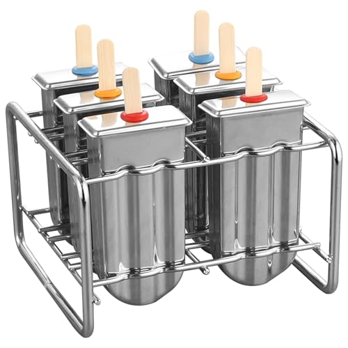 Edelstahl Eis Eis am Stiel 6pcs Set 2x1x4 -Zoll -Lebensmittelqualität mit Stöcken Deckelständer Schimmelpilze von Stibzeup