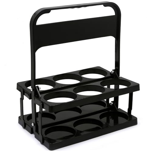Faltbarer Plastikgetränkträger mit Griff, wiederverwendbarer 6-Pack-Becher-Halter für Bierflaschen (schwarz) von Stibzeup