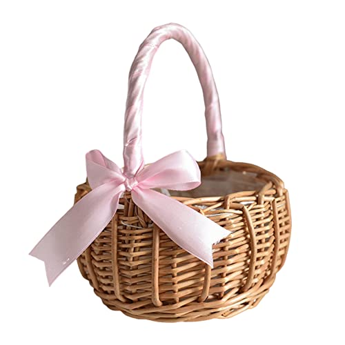 Gewebter Willow Blumenmädchenkorb mit Griff, Rattan Wicker Candy Korb Hochzeitsfeier Dekor (Stil 2) von Stibzeup