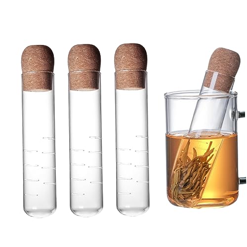 Glas Tee Infuser 3PCs wiederverwendbar mit Kork 6, 1 Zoll langer loser Blatttee -Steeper für Tassenbecher von Stibzeup