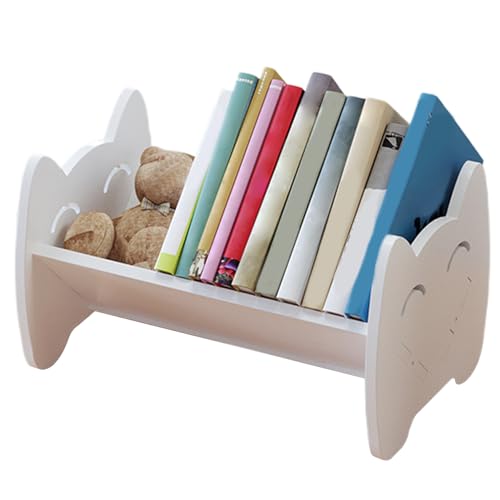 Kinderbuchregal süßes Lächeln Eyes Kinderbuch Regale 12.6 '' Mini Desktop Bücherregal weißes Rack kleines Bücherregal für Büchermagazin CD im Wohnzimmer, Kinderschlafzimmer, Kindergartenzimmer von Stibzeup