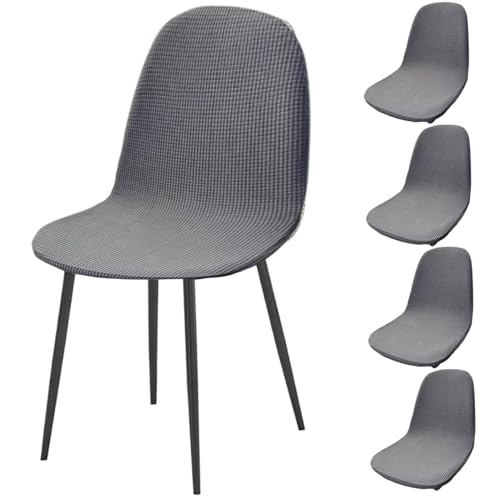 Shells Stuhl Cover 4PCS Durchschnittlich minimalistischer Stretchstoff -Stoff -Stuhl -Stuhlabdeckung für Esssitze verblassen resistente Maschine Waschbares Zubehör, dunkelgrau von Stibzeup