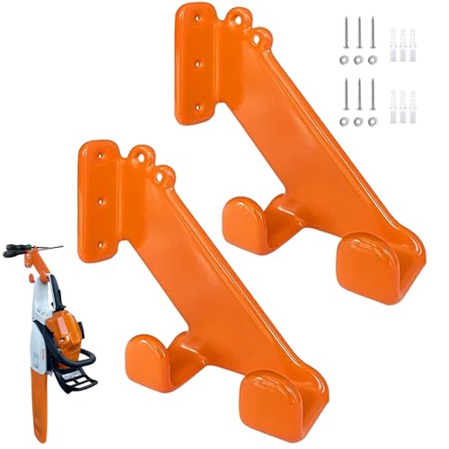 Stibzeup 2PCS-Kettensägenhalter, Wandmontagekettensägenbügel mit Zwei Positionen, multifunktionaler und kratzfestem Schuppenorganisator für Innen- und Außenbereiche von Stibzeup