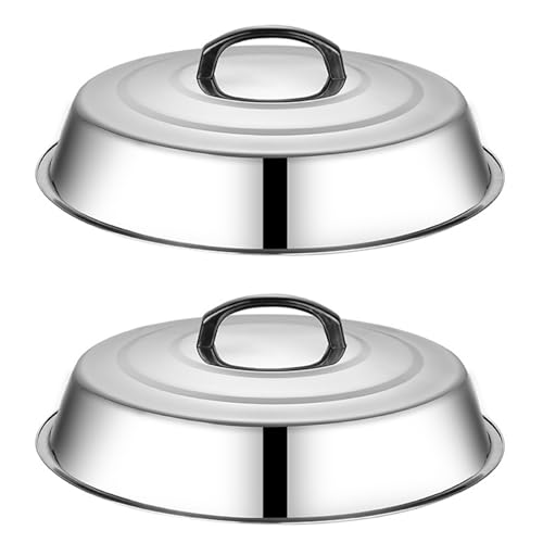 Stibzeup Bastierabdeckung 2pcs 12, 6 Zoll Edelstahl erhöhte Gitterkuppelabdeckung mit hitzebeständigem Griff von Stibzeup