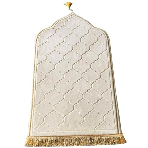 Stibzeup Gebetsmatte weicher muslimischer Gebetsteppich, traditionelle türkische islamische Gebetsmatte Dicke 25.6x43 große Flanell -Flanell -Gebet Matte für tägliche Salah -Gebetsmeditation, Weiß von Stibzeup