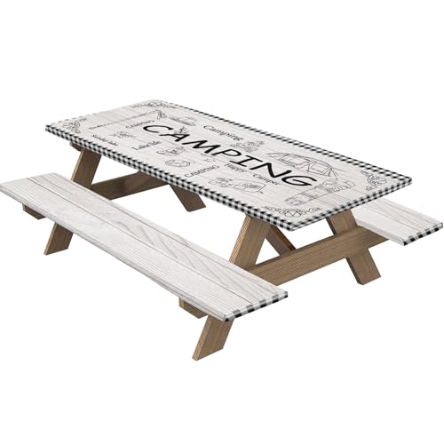 Stibzeup Picknicktischabdeckung mit Bankabdeckungen 3pcs Set 72 x 30 Zoll wasserdicht ölbeständig von Stibzeup