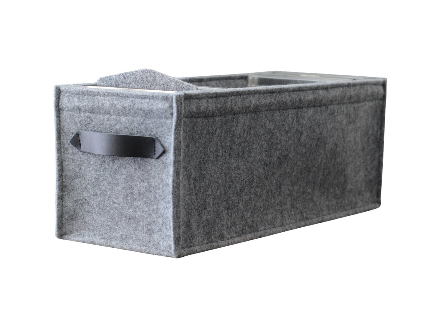 Stich-haltig Aufbewahrungsbox CD Box aus Filz mit schwarzen Ledergriffen Stich-haltig Aufbewahrungsbox CD Box aus Filz mit schwarzen Ledergriffen von Stich-haltig