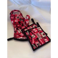 Nebraska Cornhuskers Ofenhandschuh Und Topflappen Set von Stichingram