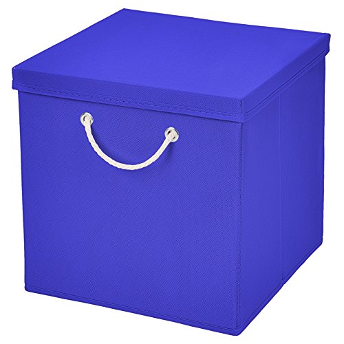 Stick&Shine 1x Aufbewahrungs Korb Blau Faltbox 15 x 15 x 15 cm Regalkorb faltbar mit Kordel und mit Deckel von Stick&Shine