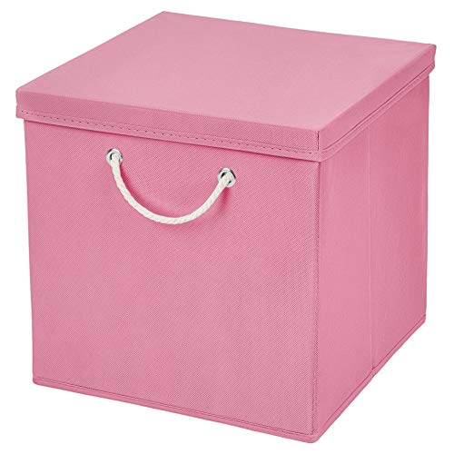 Stick&Shine 1x Aufbewahrungs Korb Rosa Faltbox 30 x 30 x 30 cm Regalkorb faltbar mit Kordel und mit Deckel von Stick&Shine