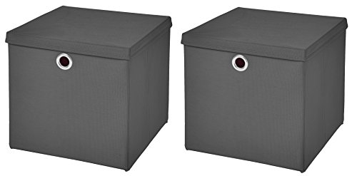 Stick&Shine 2x Aufbewahrungs Korb Dunkelgrau Faltbox 33 x 33 x 33 cm Regalkorb faltbar mit Deckel Stick&Shine 2x Aufbewahrungs Korb Dunkelgrau Faltbox 33 x 33 x 33 cm Regalkorb faltbar mit Deckel von Stick&Shine