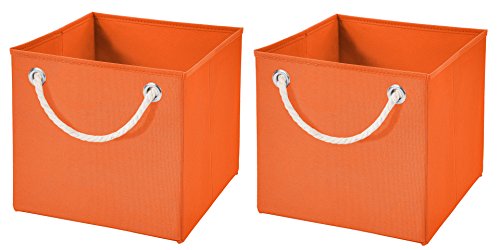 Stick&Shine 2X Aufbewahrungs Korb Orange Faltbox 15 x 15 x 15 cm Regalkorb faltbar mit Kordel von Stick&Shine