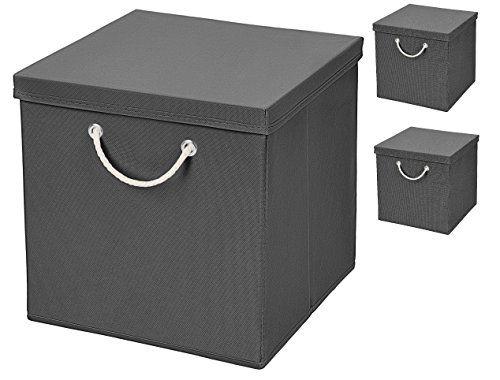 Stick&Shine 3er Set Dunkelgrau Faltbox 30 x 30 x 30 cm Aufbewahrungsbox faltbar mit Kordel und mit Deckel Stick&Shine 3er Set Dunkelgrau Faltbox 30 x 30 x 30 cm Aufbewahrungsbox faltbar mit Kordel und mit Deckel von Stick&Shine