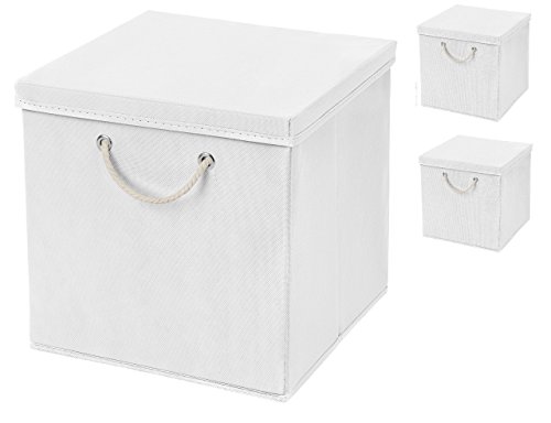 Stick&Shine 3er Set Weiß Faltbox 30 x 30 x 30 cm Aufbewahrungsbox faltbar mit Kordel und mit Deckel Stick&Shine 3er Set Weiß Faltbox 30 x 30 x 30 cm Aufbewahrungsbox faltbar mit Kordel und mit Deckel von Stick&Shine
