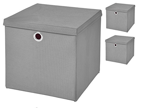 Stick&Shine 3x Aufbewahrungs Korb Hellgrau Faltbox 32 x 32 x 32 cm Regalkorb faltbar mit Deckel Stick&Shine 3x Aufbewahrungs Korb Hellgrau Faltbox 32 x 32 x 32 cm Regalkorb faltbar mit Deckel von Stick&Shine