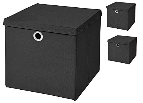 Stick&Shine 3x Aufbewahrungs Korb Schwarz Faltbox 32 x 32 x 32 cm Regalkorb faltbar mit Deckel Stick&Shine 3x Aufbewahrungs Korb Schwarz Faltbox 32 x 32 x 32 cm Regalkorb faltbar mit Deckel von Stick&Shine