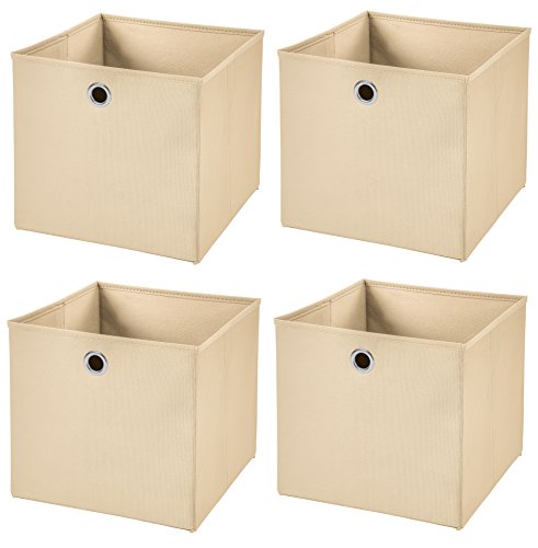 Stick&Shine 4X Aufbewahrungs Korb Creme Faltbox 32 x 32 x 32 cm Regalkorb faltbar von Stick&Shine