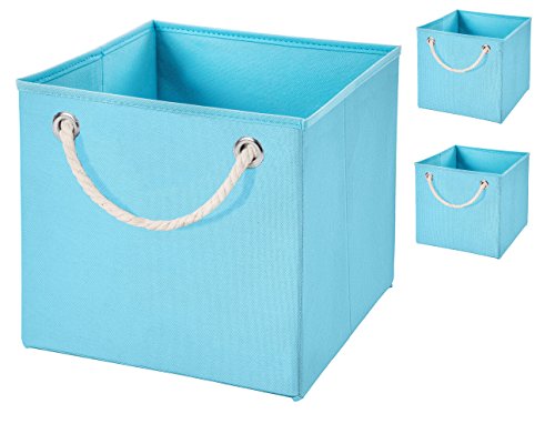 Stick&Shine 4X Aufbewahrungs Korb Hellblau Faltbox 15 x 15 x 15 cm Regalkorb faltbar mit Kordel von Stick&Shine