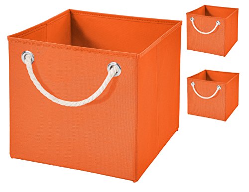 Stick&Shine 4X Aufbewahrungs Korb Orange Faltbox 15 x 15 x 15 cm Regalkorb faltbar mit Kordel von Stick&Shine