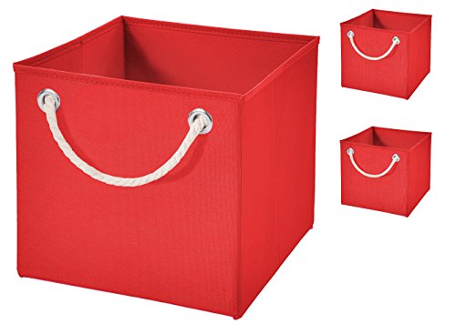 Stick&Shine 4X Aufbewahrungs Korb Rot Faltbox 15 x 15 x 15 cm Regalkorb faltbar mit Kordel von Stick&Shine