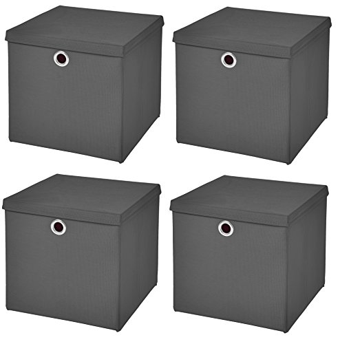 Stick&Shine 4x Aufbewahrungs Korb Dunkelgrau Faltbox 33 x 33 x 33 cm Regalkorb faltbar mit Deckel Stick&Shine 4x Aufbewahrungs Korb Dunkelgrau Faltbox 33 x 33 x 33 cm Regalkorb faltbar mit Deckel von Stick&Shine