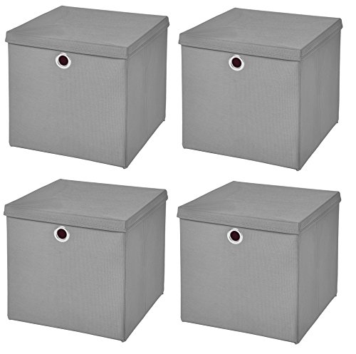 Stick&Shine 4x Aufbewahrungs Korb Hellgrau Faltbox 33 x 33 x 33 cm Regalkorb faltbar mit Deckel Stick&Shine 4x Aufbewahrungs Korb Hellgrau Faltbox 33 x 33 x 33 cm Regalkorb faltbar mit Deckel von Stick&Shine