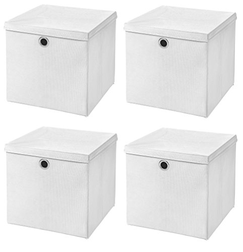 Stick&Shine 4x Aufbewahrungs Korb Weiß Faltbox 33 x 33 x 33 cm Regalkorb faltbar mit Deckel Stick&Shine 4x Aufbewahrungs Korb Weiß Faltbox 33 x 33 x 33 cm Regalkorb faltbar mit Deckel von Stick&Shine