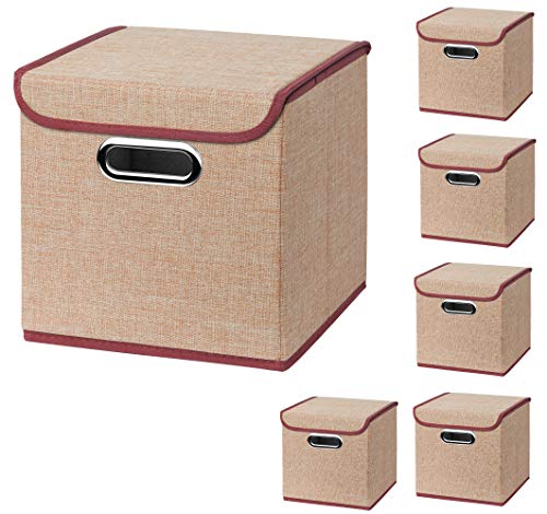 Stick&Shine 6er Set Creme Faltbox 25 x 25 x 25 cm Aufbewahrungsbox faltbar, mit Deckel von Stick&Shine