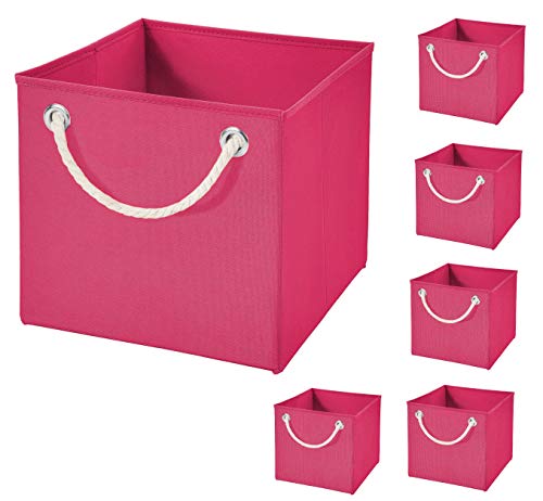 Stick&Shine 6er Set Pink Faltbox 15 x 15 x 15 cm Aufbewahrungsbox faltbar mit Kordel von Stick&Shine