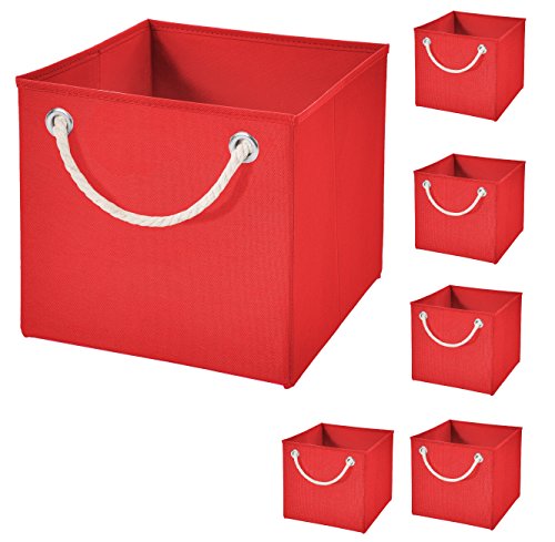 Stick&Shine 6er Set Rot Faltbox 15 x 15 x 15 cm Aufbewahrungsbox faltbar mit Kordel von Stick&Shine