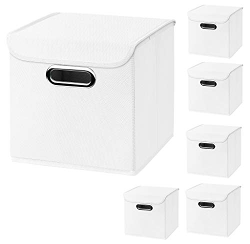 Stick&Shine 6er Set weiß Faltbox 25 x 25 x 25 cm Aufbewahrungsbox faltbar, mit Deckel von Stick&Shine