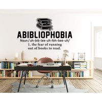 Abibliopobia Buch Wanddekoration Bücher Wandtattoo Wandkunst Buchliebhaber Geschenke Vinyl 301Ez von StickOshop