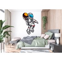 Astronaut Wandtattoko, Basketball Planet Wandtatto Komet Wandtattoa, Sonnensystem, Raumdeko, Kinder Wandtatto, 374Ez von StickOshop